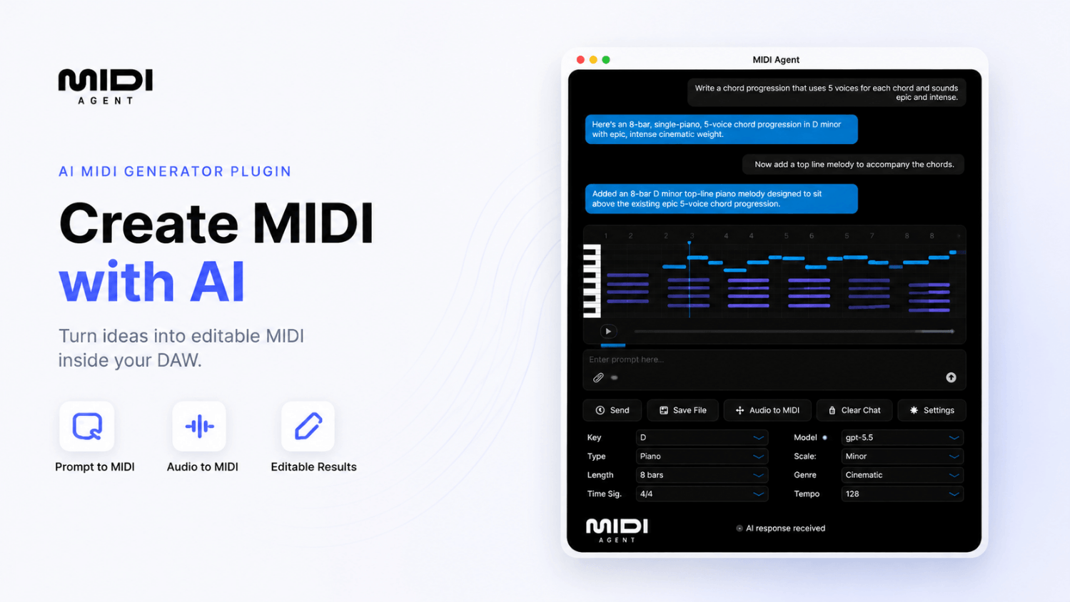 AI Text-to-MIDI Plugin for Producers 🎹